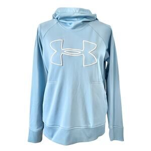 Under Armour Hoodie Loose ColdGear Women's Sz S Fleece Lined Light Blue Big Logo